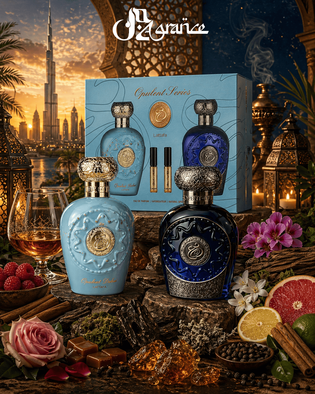 Giftset Lattafa Opulent Dubai & Blue Oud Elixir
